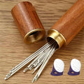 Long Steel Hand Needles in Wooden Case