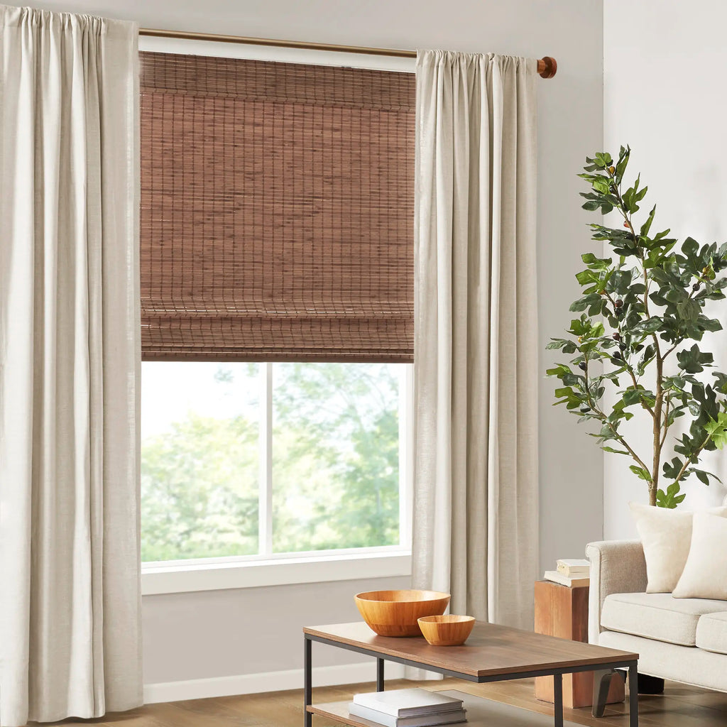 Woven Bamboo Roman Shade in Brown