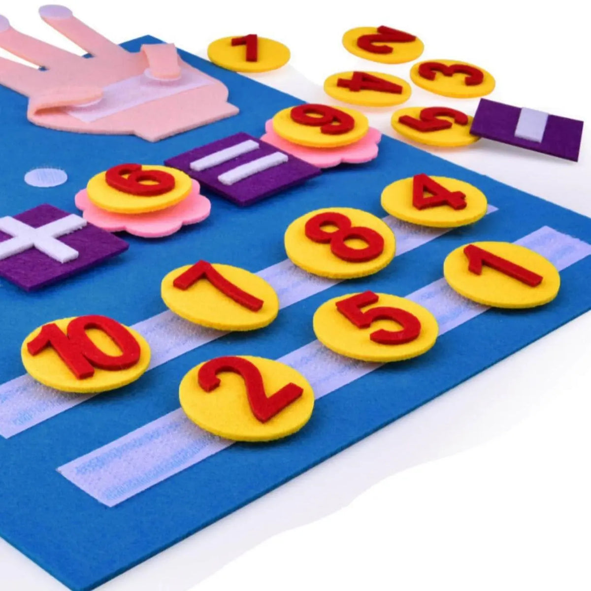 Blue Felt Counting Board with Number Discs