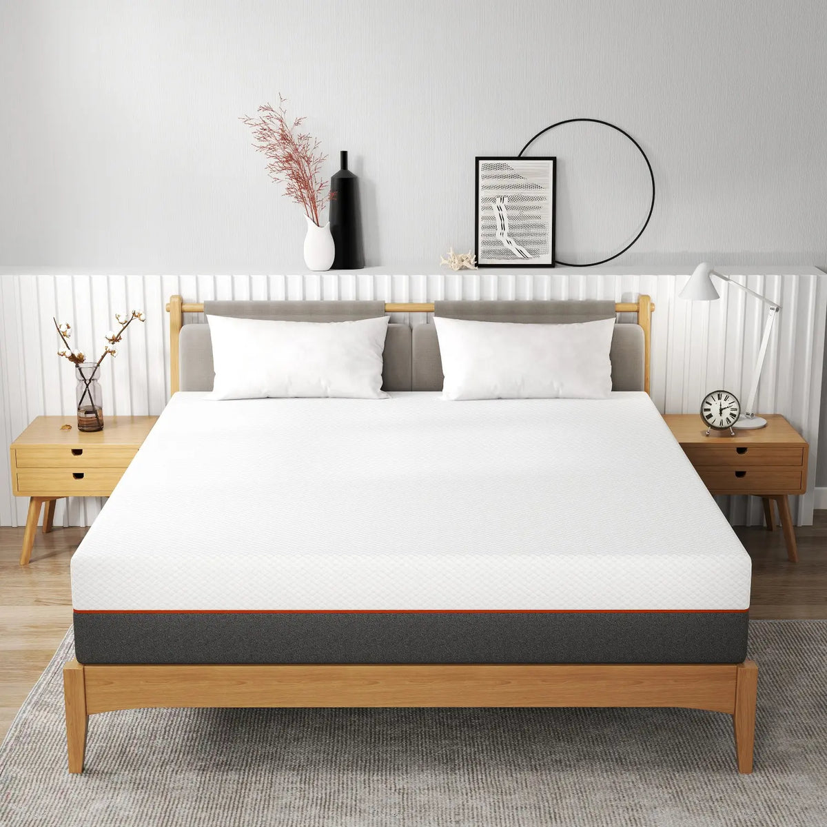 White Quilted-Top Mattress With Dark Gray Side Panel