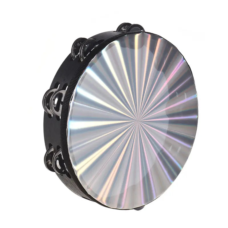 Round Black Wood Tambourine with Metal Jingles