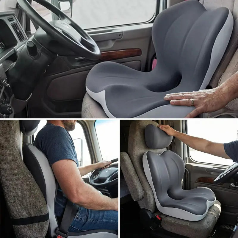 Contoured Grey and White Seat Cushion