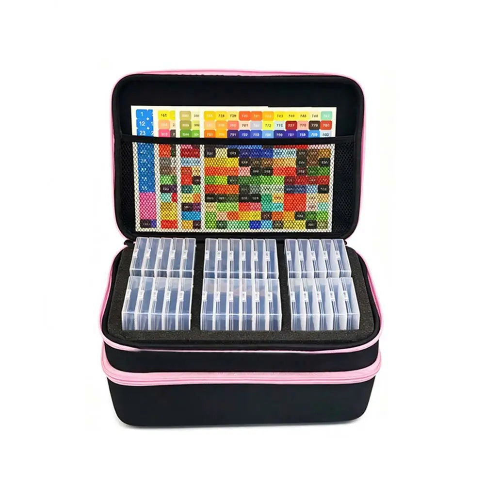 Black Zippered Case with Clear Bead Containers
