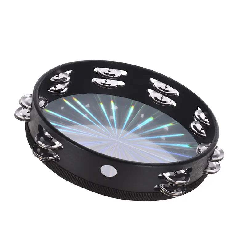 Round Black Wood Tambourine with Metal Jingles
