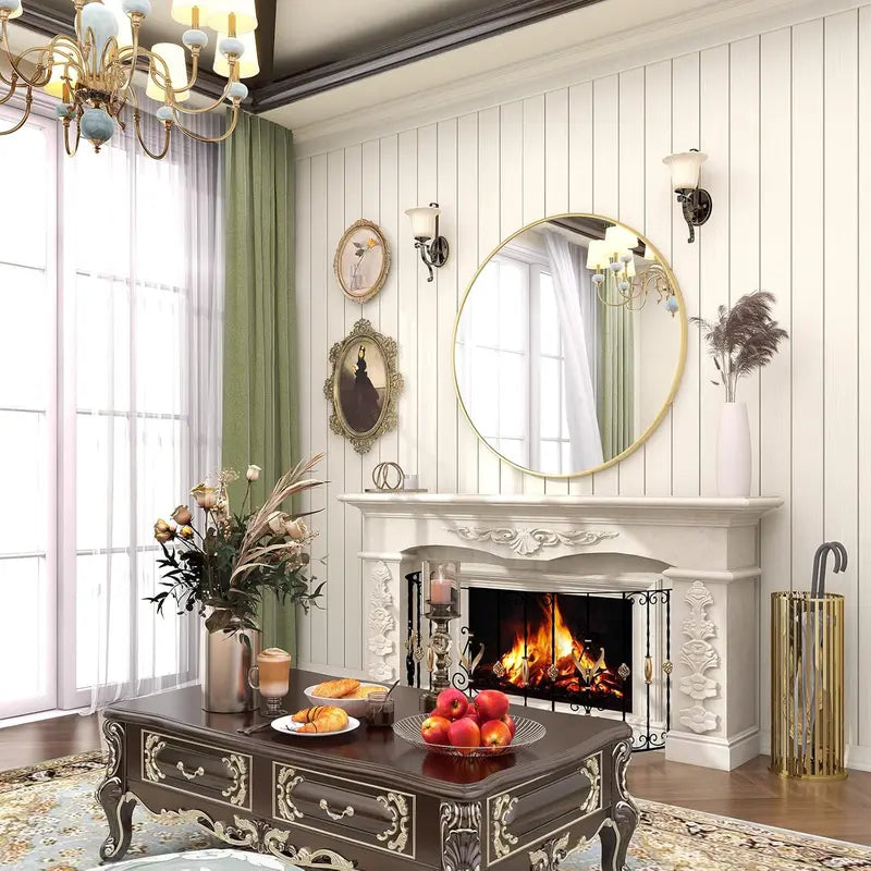 Large Round Wall Mirror with Gold Frame