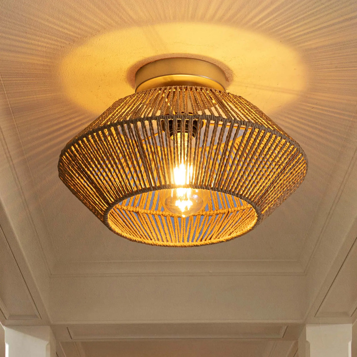 Woven Rope Flush Mount Ceiling Light