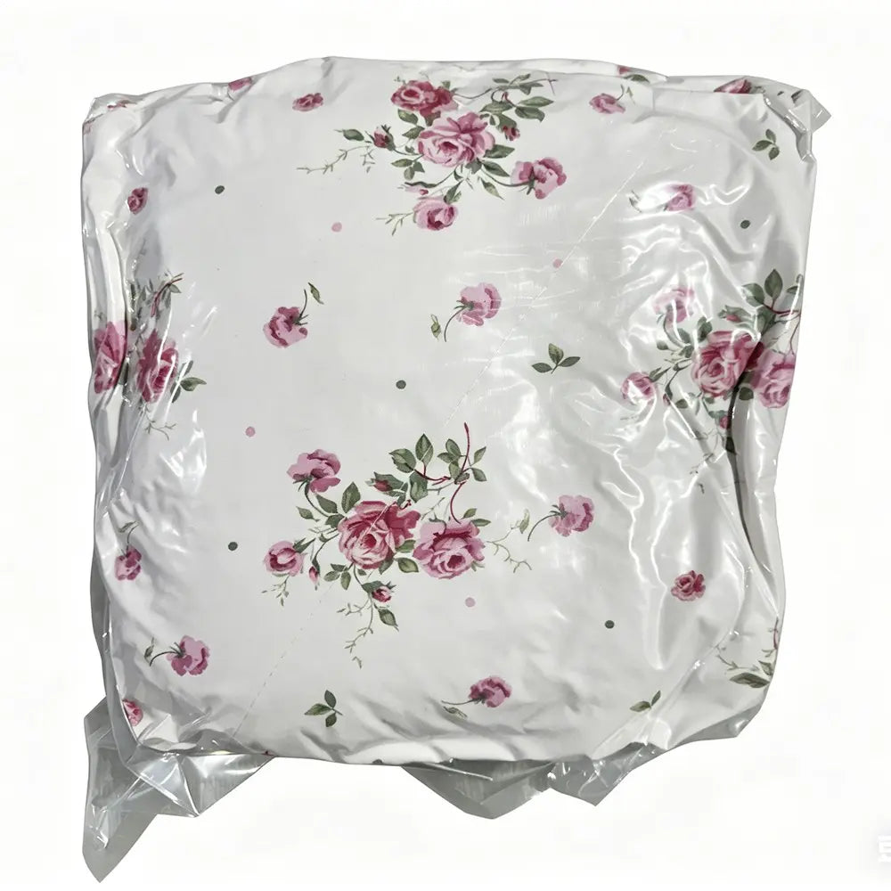 Pink Rose Print Quilted Bed Blanket