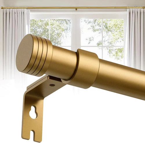 Adjustable Gold Curtain Rod with Ribbed Finials