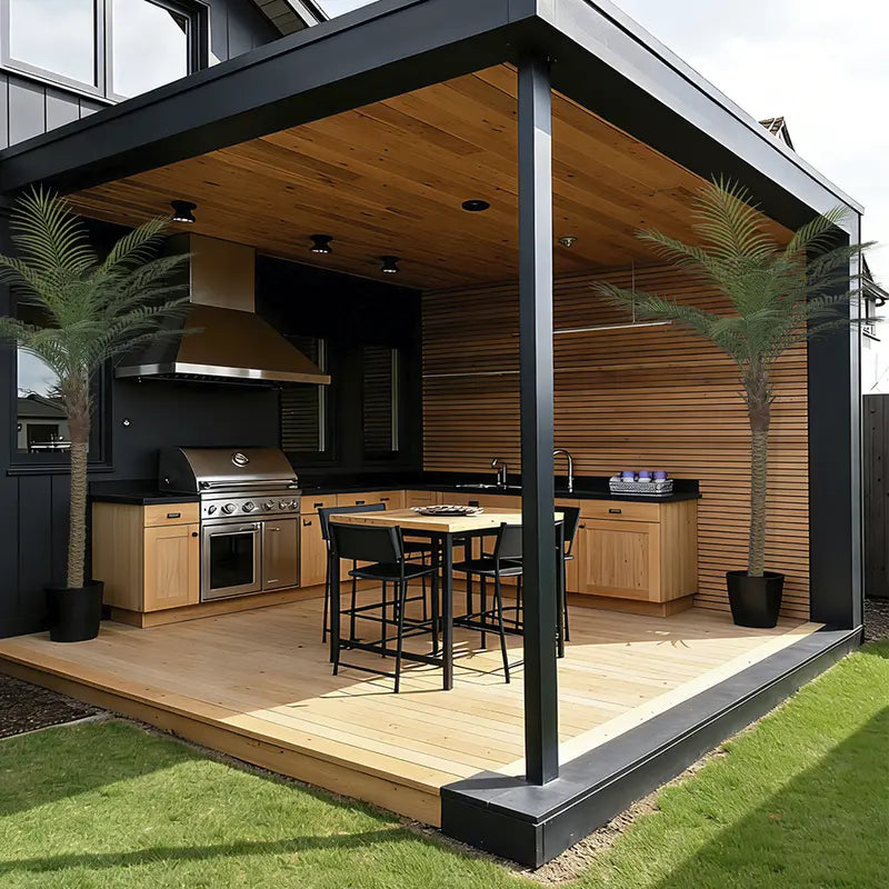 Tall Artificial Palm Trees In Black Pots, Pair
