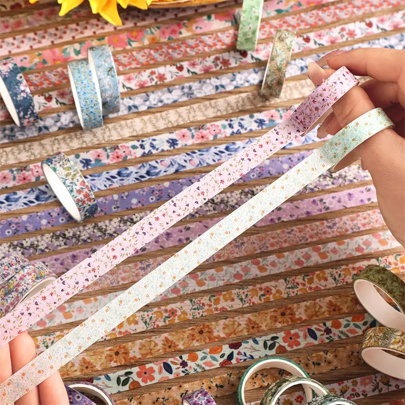 Floral Paper Washi Tape Roll Set in Box