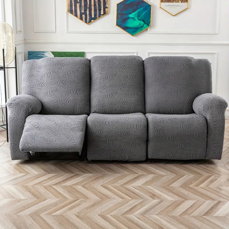 Grey Textured Stretch Recliner Sofa Slipcover