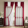 Burgundy and White Sheer Curtains with Valance