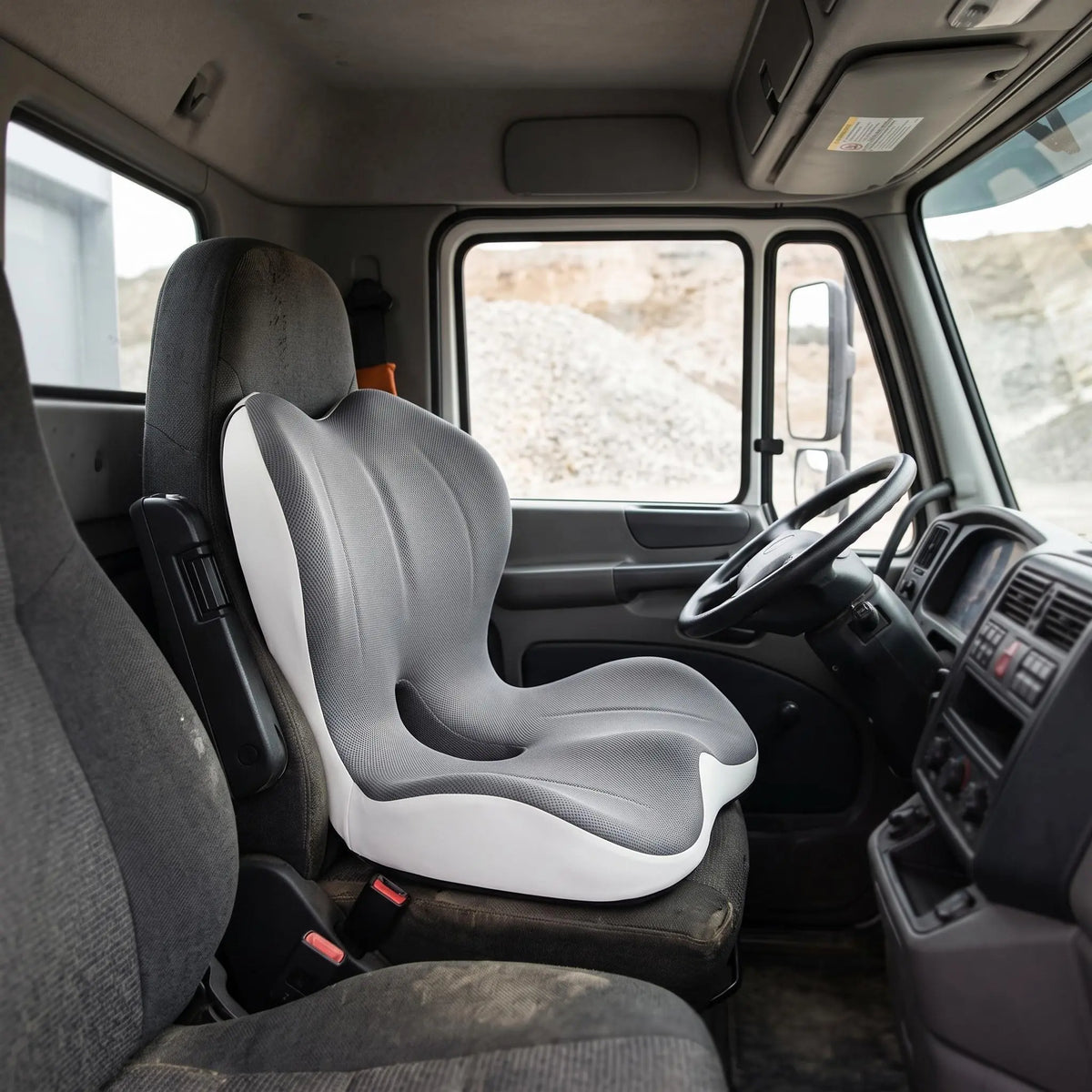 Contoured Grey and White Seat Cushion