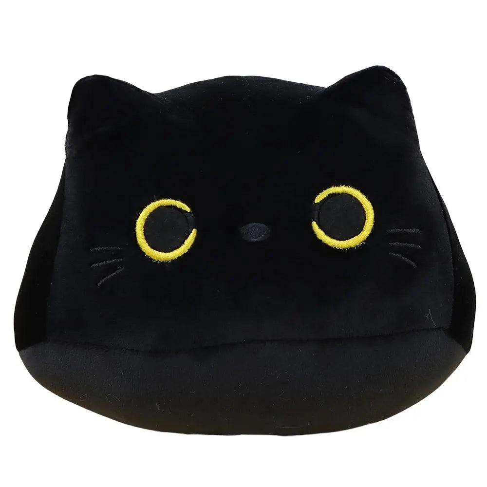 Round Black Cat Plush Pillow Toy
