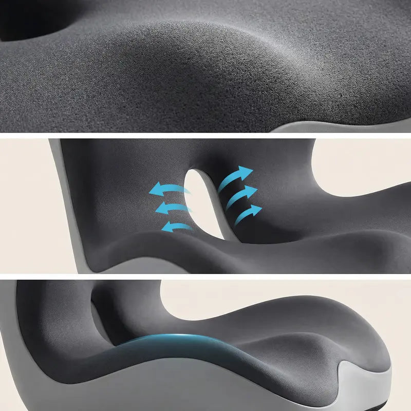 Contoured Grey and White Seat Cushion