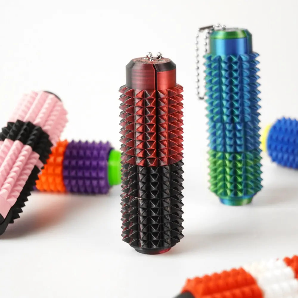 Spiky Textured Cylinder Fidget Toy with Chain