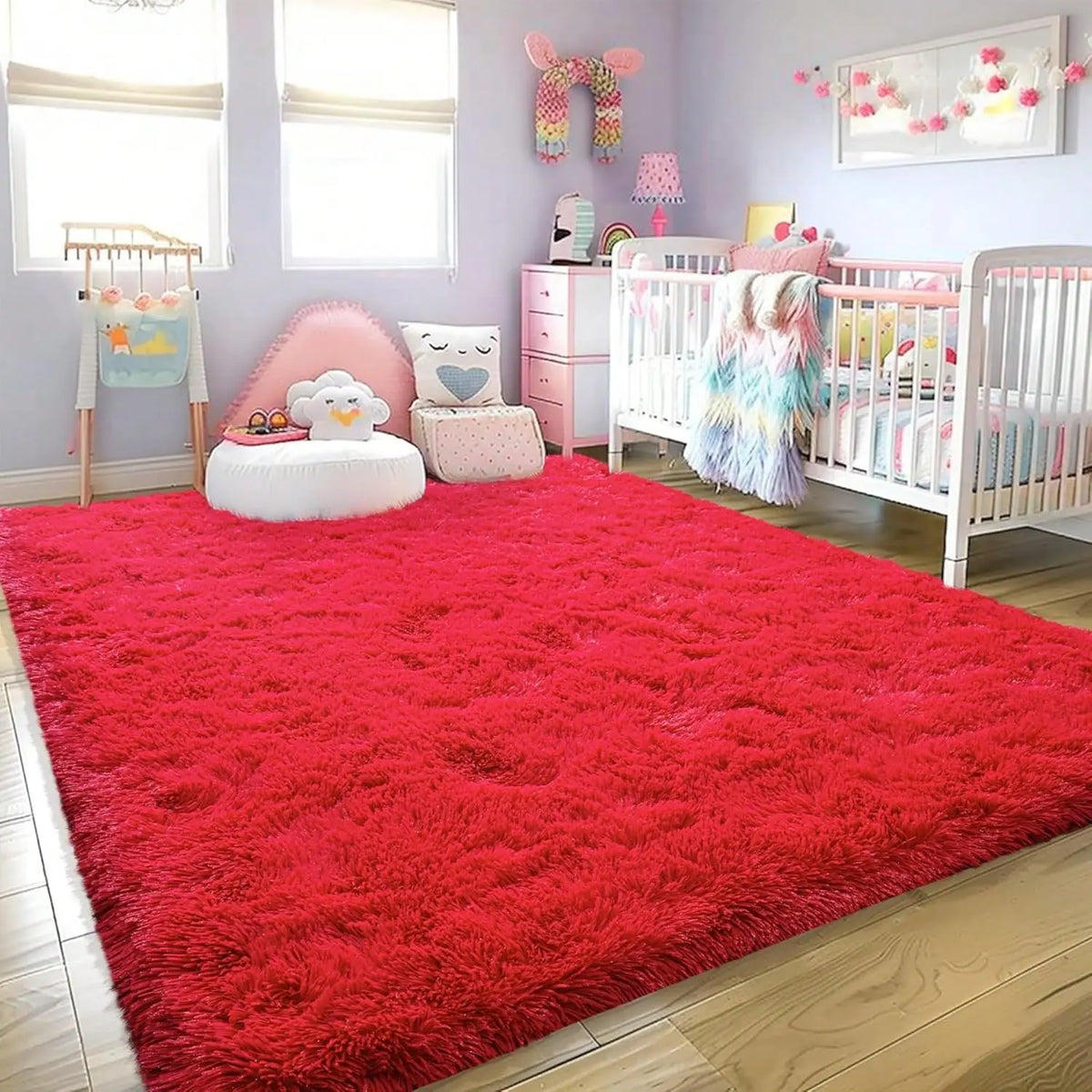Red Shaggy Plush Area Rug