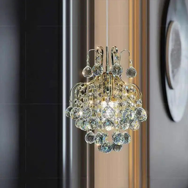 Gold Frame Crystal Ball Mini Pendant Light