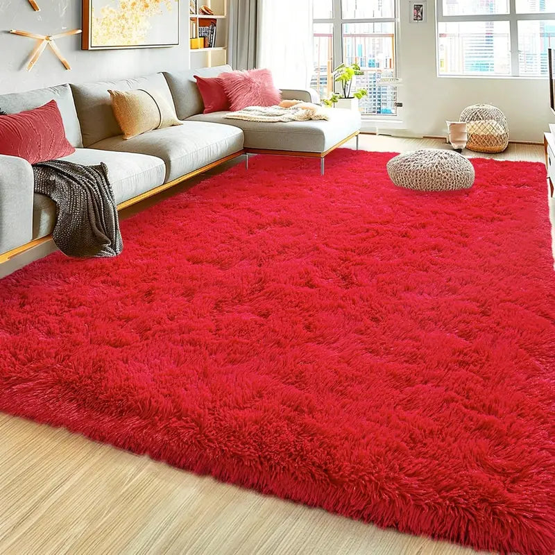 Red Shaggy Plush Area Rug