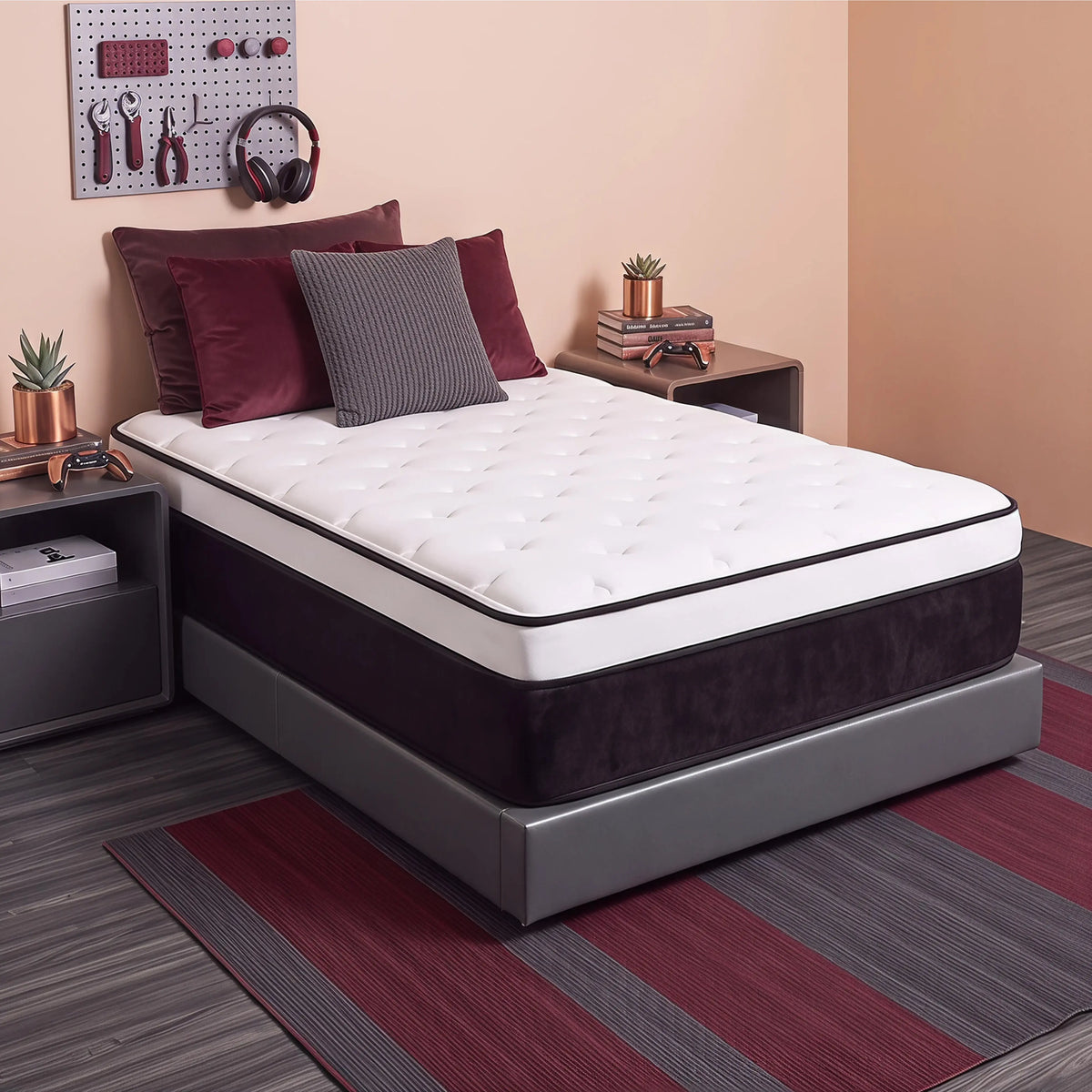 Quilted White Top Mattress with Dark Velvet Side