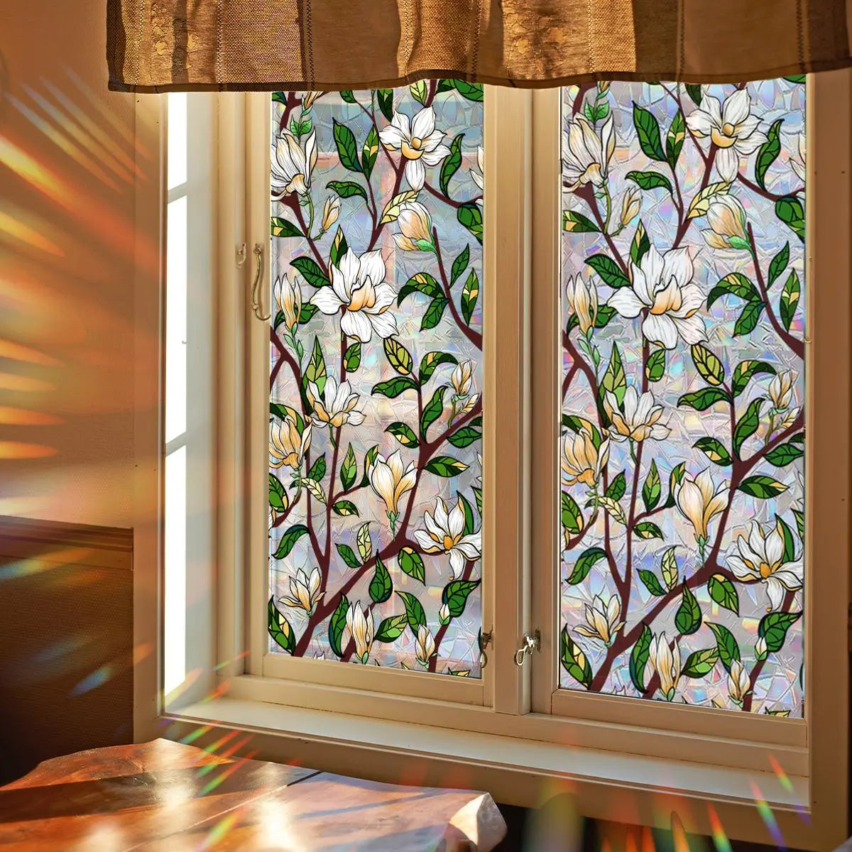 Magnolia Flower Stained Glass Window Film