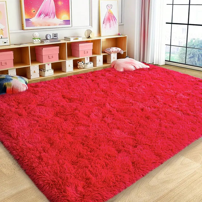 Red Shaggy Plush Area Rug