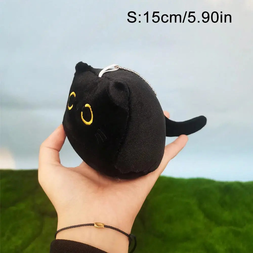 Round Black Cat Plush Pillow Toy