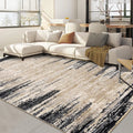 Beige and Black Abstract Streaked Area Rug