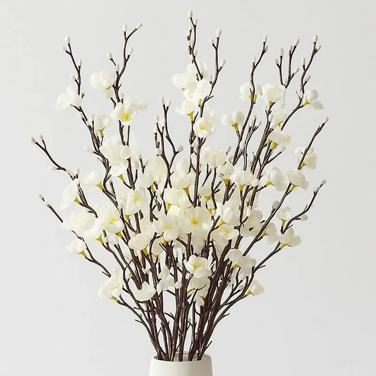 Long Faux Cherry Blossom Branches in Cream White