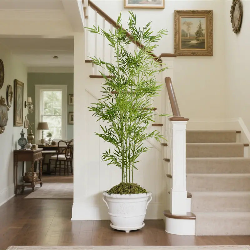 Tall Artificial Bamboo Tree in Black Pot