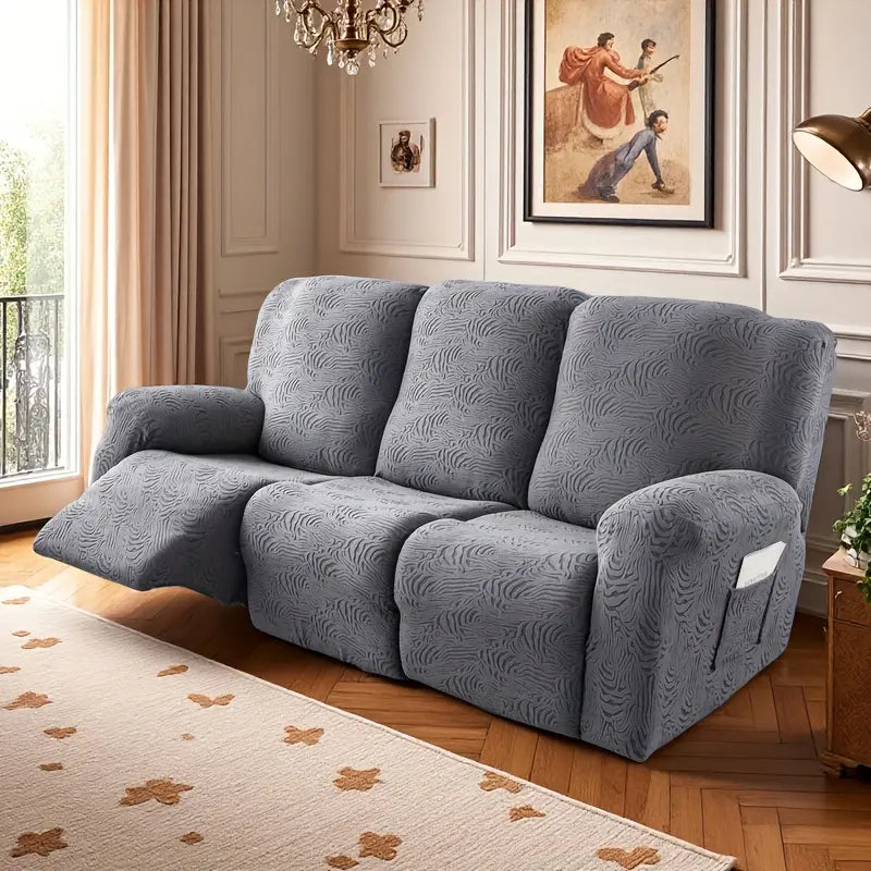 Grey Textured Stretch Recliner Sofa Slipcover