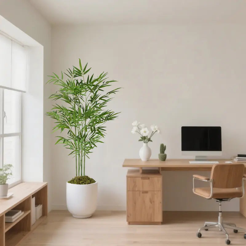 Tall Artificial Bamboo Tree in Black Pot