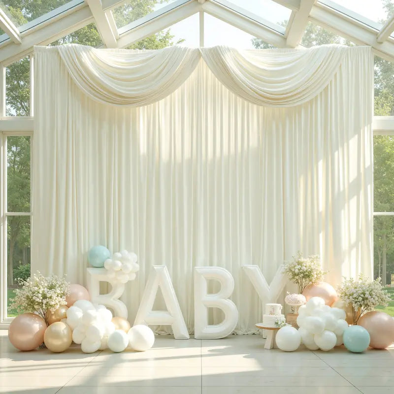 Cream Draped Fabric Photo Backdrop Curtains