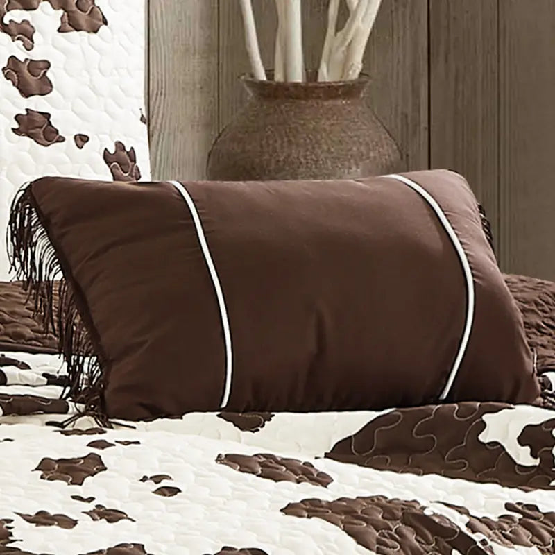 Brown and White Cow Print Quilt Bedding Set