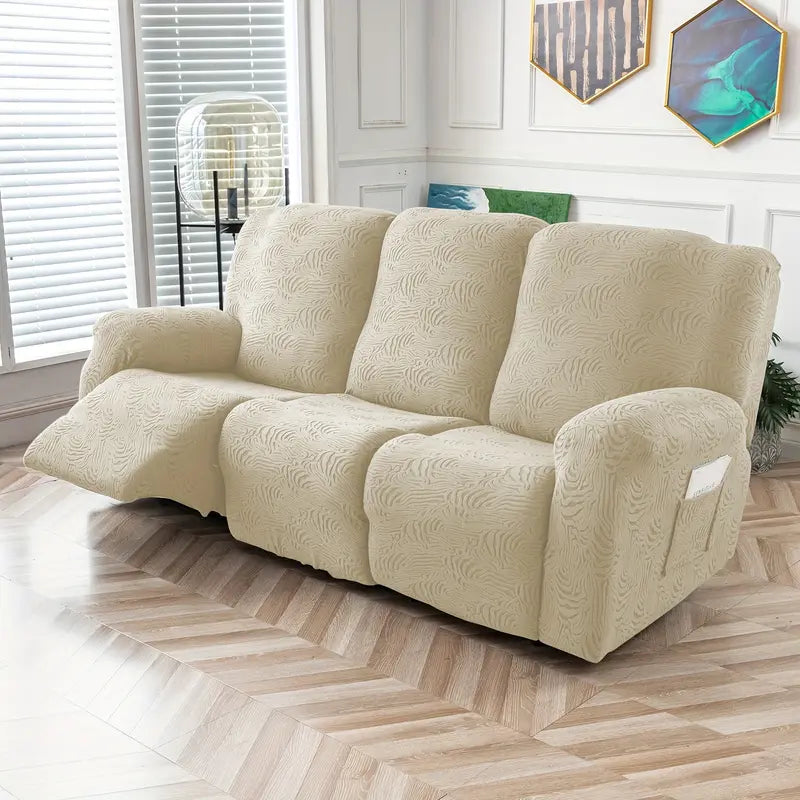 Grey Textured Stretch Recliner Sofa Slipcover
