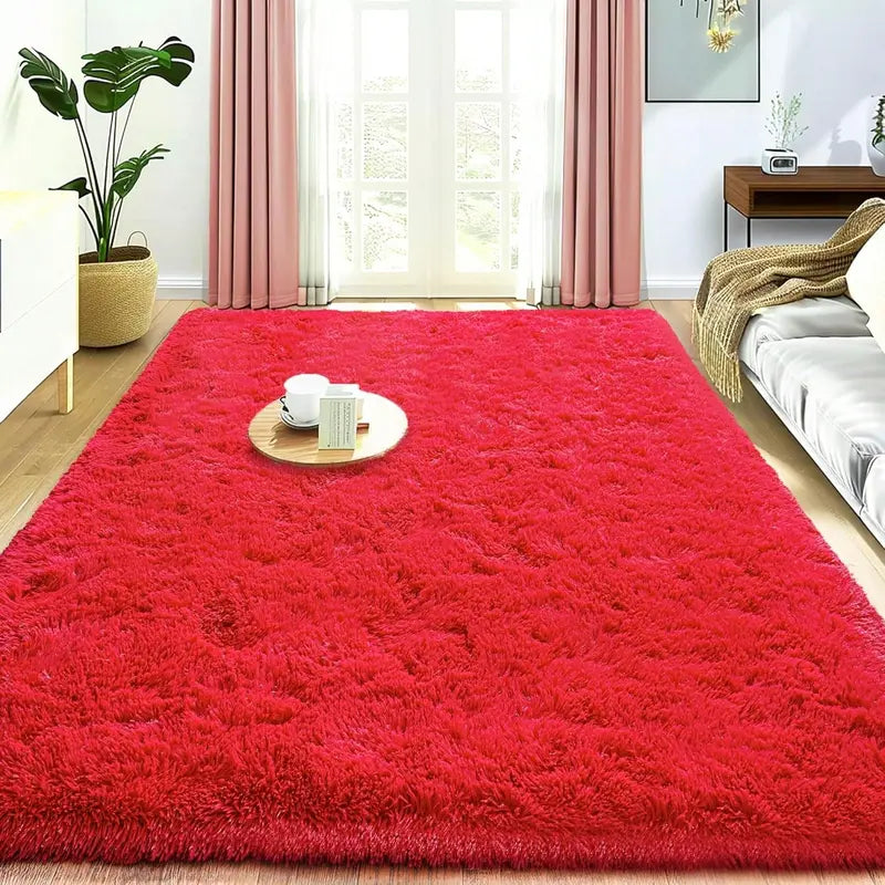 Red Shaggy Plush Area Rug
