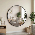 Round Wall Mirror with Thin Black Frame