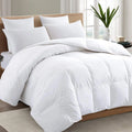 White Quilted Box-Stitched Comforter for Bed