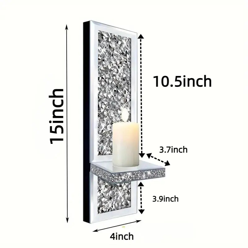 Pair of Crystal Wall Sconces with Candle Shelves